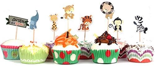 48pcs cute Forest Animals Dessert Muffin Cupcake Toppers for Picnic Wedding Baby Shower Birthday Party Server