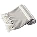E-Living Store 100% Cotton, Soft & Absorbent Decorative Turkish Fouta Towel with Twisted Fringe for Home, Beach, Pool, or Décor, Use As Blanket or Throw - Grey Stripe