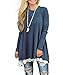WEKILI Women's Tops Long Sleeve Lace Scoop Neck A-line Tunic Blouse Blue XXL/US 20-22