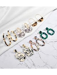 Tornito 6 pares de aretes de aro moteados de resina acrílica para mujer y niña