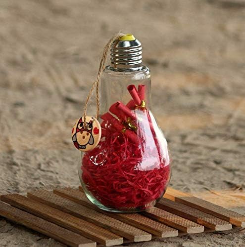 Valentine Gift for Your Loved Once A Personalised Glass Bulb Jar with 15 Message Papers and Free Beautiful Net Potli Bag A Memorable Gift for Your Partner (Red) by Dreamat