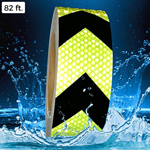 Pure Ponta High Visibility Black and Yellow Reflective Arrow Hazard Tape | 82 feet x 2 Inches High Intensity Waterproof Retroreflective Tape | Chevron Reflector Tape Roll - Thumbnail 6
