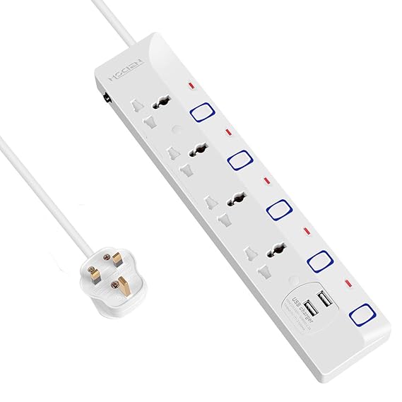Extension Lead with USB, 4 Way Universal Sockets 2 USB Amazon.co.uk