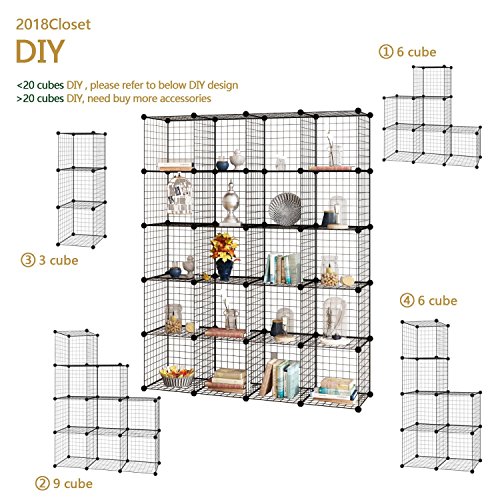 Tespo Wire Storage Cubes Modular Shelving Unit DIY Metal Grid Closet Organizer System, Bookcase, Cabinet (20Cubes)