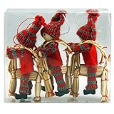 ScandinavianShoppe Tomte Girl and Boys on Straw Goat Yarn Ornament - 3 Pack