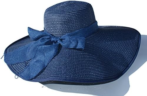 Foldable Sun Protection Summer Beach Straw Hats (Navy)