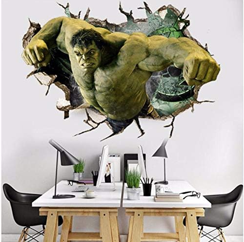 Dtcrzjxh 3D Broken Wall Vinyl Stickers Super Heroes Anime Poster for Kids Rooms Decorations Wallpaper 70X50Cm