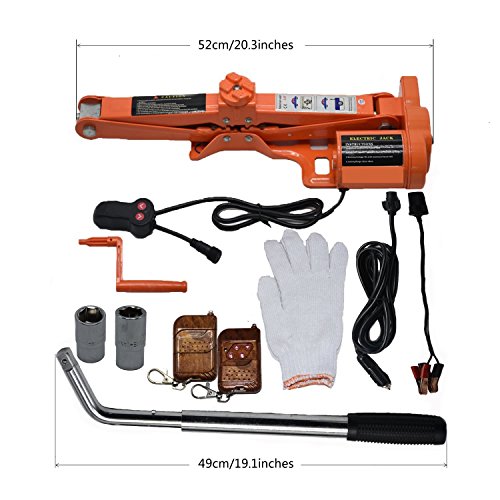 Sywwlov 12 V DC 3.0 Ton (6600lb) Fully Automatic Electric Scissor Car Jack with Wheel Nut Wrench Repair Tire Change Kit (3.0T Electric Jack+Wheel Wrench)