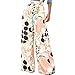 LOSRLY Women Floral Print High Waist Belt Palazzo Wide Leg Boho Pants Plus Size-Orange XL 16 18