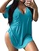 ALLEGRACE Womens Casual Scoop Collar Plus Size T Shirts Summer Tops Tee Lake 4XL