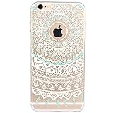 iPhone 6 Case, iPhone 6S Case, JAHOLAN TPU Silicone Gel Soft Clear Case Cover for iPhone 6 6S - White Mint Tribal Mandala