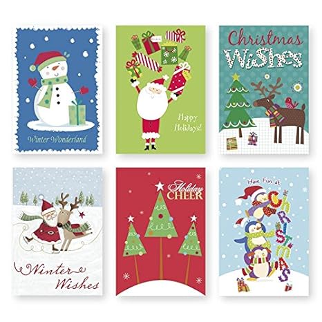 Amazon.com : Christmas Holiday Boxed Cards Traditional Xmas Box Set With Envelopes 6 Assorted