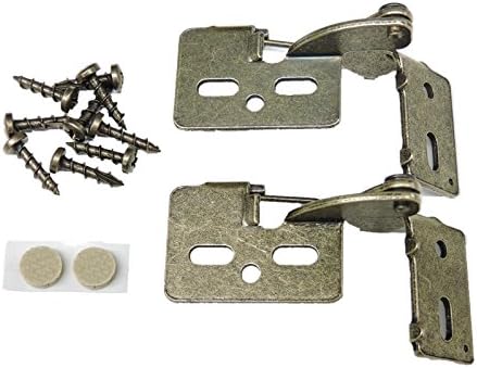 2 YOUNGDALE #65 Antique Brass 1/2 Overlay 1/2-3/4" Thick Door Concealed Snap Close Cabinet Hinges Frameless Framed Face Bumpers Screws Easy Simple Installation Table Saw Plunge Router Notch Embedded