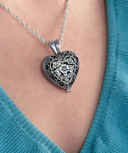 "Always in My Heart" Memorial Urn Locket-Filigree Pewter Tone - Thumbnail 7