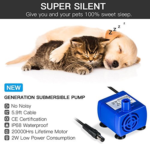 YOUTHINK Fuente de Agua para Gato/Perros, Dispensador Mascotas, Bebedero Automático Silencio 1.6 L Circulante SIN BPA con 3 Filtros, 2 Flores y 1 Tapete de Silicona1.6l Fuente - Imagen 6
