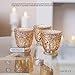 Hosley Set of 6 Metallic Rosegold Embossment Tealight Holder 3 Inch High. Ideal Gift for Wedding Party Favor Spa Home Bridal Reiki Meditation. W5