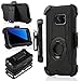 J.west Galaxy S7 Edge Case Hybrid Dual Layer Combo Holster Case Heavy Duty Rugged Protective Case with Built-in Rotating Kickstand Swivel Belt Clip Holster for S7 Edge (Black)