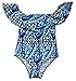Mr.Seven Womens Ruffle Off-The-Shoulder One-Piece Swimsuit(XL, Blue)