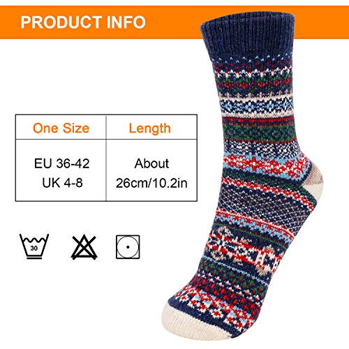 Fixget-Damen-Winter-Wollsocken-6-Paare-Dicke-Stricksocken-Weiche-Warme-Vintage-Bunte-Wintersocken-Thermosocken-Atmungsaktive