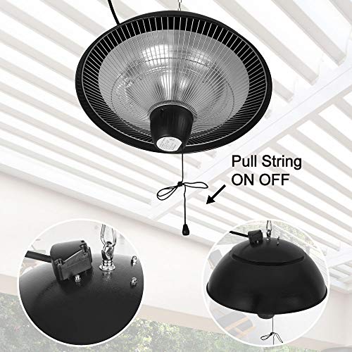 Star Patio Electric Patio Heater, Outdoor Ceiling Patio Heater, Black with Infrared Heating Element, Pendant Patio Heater Suitable as a Balcony Heater, Verandah Heater, BBQ Party Heater, ZHQ1538 - Thumbnail 6