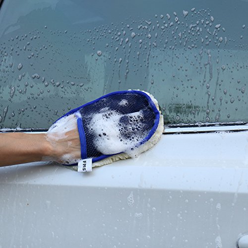 FMS Absorbent Synthetic Wool Wash Mitt,Universal Scratch-Free, Lint-Free Car Wash Pad for Automotive Cleaning, Waxing, Polishing (Blue) - Thumbnail 5