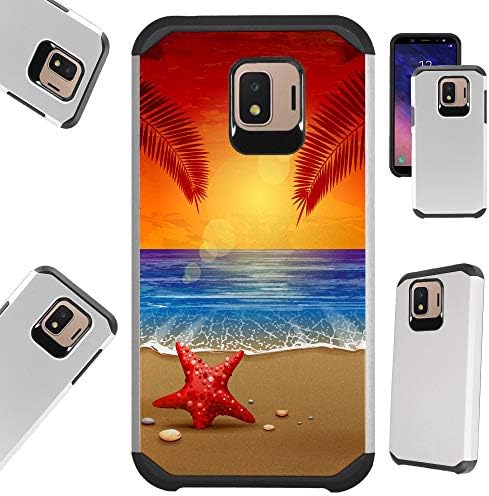 Compatible Samsung Galaxy J2 Core (2018) | J2 Pro (2018) Case Hybrid TPU Fusion Phone Cover (Sunset Beach)