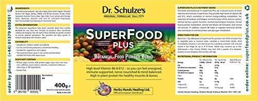 Dr. Schulze's Original Superfood Plus 400g - Vegan, Green, Phytonutritional Smoothy Powder - High Levels of B6, B12 and Protein - Image 3