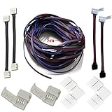 Rxment LED strips connectors full kits, Strip to Strip Jumper, L-shape corner connector RGB Extension Cable, Gapless Connector, Strip to control box