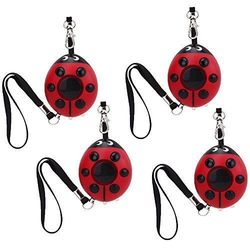 WER 125dB Ladybug Emergency Personal Alarm Keychain with Led Flashlight for Kids/Students/Women/Girls/Elderly/Adventurer/Night Workers Self Defense/Protection Electronic Device Bag Decoration(4 Pack) - Thumbnail 4
