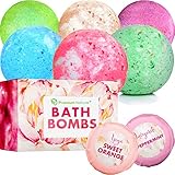 Bath Bombs Gift Set - 6 Essentila Oil Spa Fizzies, With Cocoa & Shea Butter, Releives pain & Moisturizes Dry Skin by Premium Nature