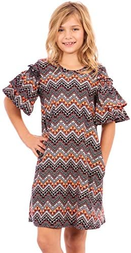 Big Girls' Printed Knit Dresses with Unique and Eye-Catching Details, Size 7-16