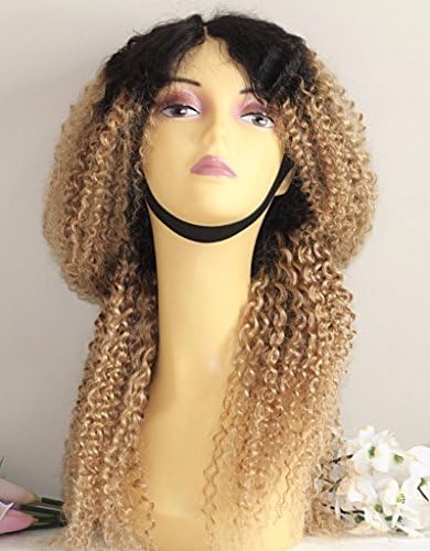 Ombre Blonde Human Hair Wig Glueless Lace Front Wig Curly Human Hair Wig