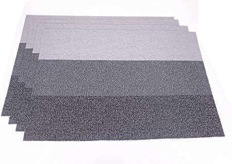 Set of 4 Washable Placemats Non-slip Woven Vinyl Place Mats for Kitchen Dining Room Table Heat Insulation Stain-resistant Table Mats Rainbow Decor 45 x 30 cm Gray