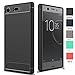 Sony Xperia XZ1 Compact Case, Dretal Carbon Fiber Shock Resistant Brushed Texture Soft TPU Phone case Anti-fingerprint Flexible Full-body Protective Cover For SONY Xperia XZ1 Compact/G8841 (Black)