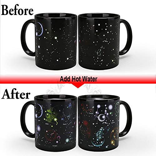 Constellation Mug Heat Changing Color Magic Coffee Mug Heat Sensitive Porcelain Tea Cup Morphing Creative Mug Home Ceramic Cup Novelty Mugs Xmas Funny Gifts(12 OZ)