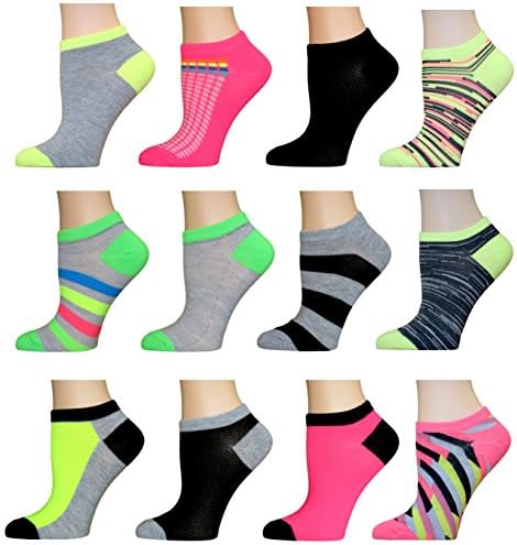 AirStep Women's No Show Athletic Socks - 12 Pack,16115-Multi,Sock Size: 9-11 Fits Shoe: 4-10