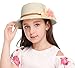 Summer Girl Half a Flanging Straw Hat Beach Sun Cap with Two Flowers