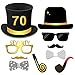 70th Birthday Party Photo Booth Props with Stick (50Counts) for Her Him Funny Chic 70th Birthday Black and Gold Decorations, Konsait 70 Happy Birthday Party Favors Supplies for Adults Men and Women