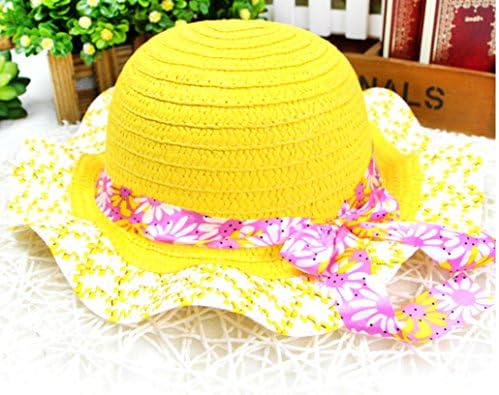 Ribbon Elastic Waves Along the Wind Rope Sun Hat Child Princess Hat Yellow Candy-colored Straw Hat Basin