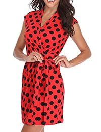 Vestido cruzado para mujer Anienaya Mangas 3 4   sin mangas Crossover con cuello en V Lunares Lunares Lazo sobre la rodilla Vestidos de verano