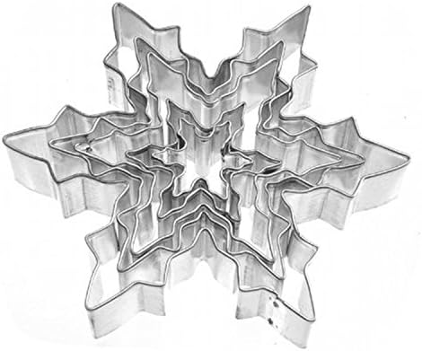 Yezelend Snowflake Cookie Cutter Mould Cake Fondant Decorating Mold Kitchen Tools Stainless Steel, Set of 5