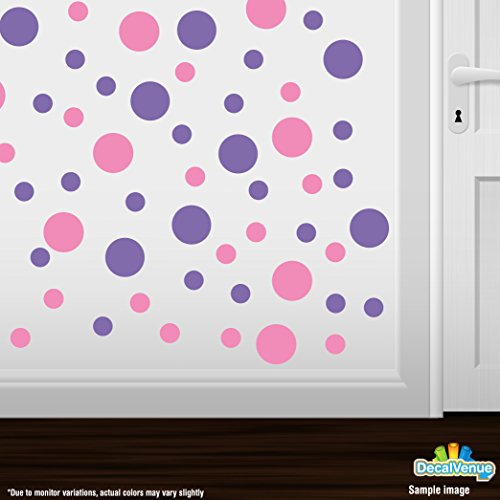 Set of 30 - Pink / Lavender Circles Polka Dots Vinyl Wall Graphic Decals Stickers
