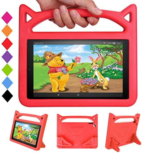 ＨＤ 10 Tablet Kids Case,H D 10 2017 Case - SHREBORN Light Weight Shock Proof with Stand Kid Proof Cover Kids Case for All New ＨＤ 10 Tablet(7th / 5th Generation, 2015/2017 Release)-Red