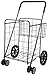 Folding Shopping Cart with Double Basket- Jumbo Size 150 lb Capacity Black, Grocery Shopping Made Easy w/ Spinning Wheels