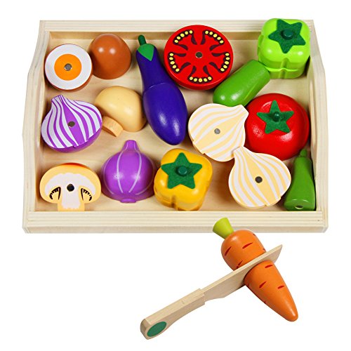 Buy Wooden Vegetables Toys Pretend Food Set Wooden Cutting