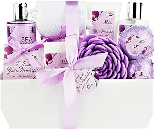 Deluxe Spa Basket,"I Think You're Wonderful" Gift Basket for Women. Bath & Body 10-Piece Gift Set with Bath Bombs, Shower Gel, Lotions, Accesories and More! Womens Spa Gift Basket. Luxury Spa Basket.