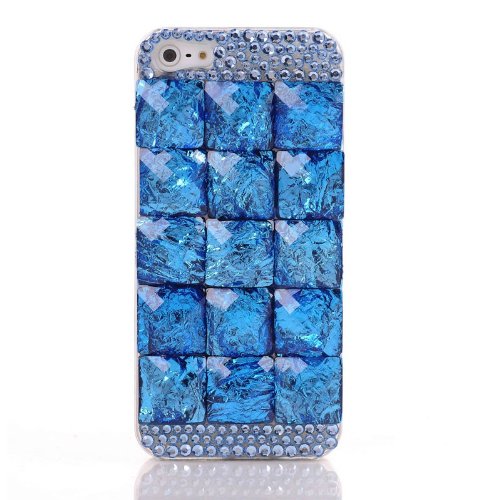 3D Handmade Diamond Shine Stone Bling Luxury Skin Case Cover For iPhone 5 5G - Blue
