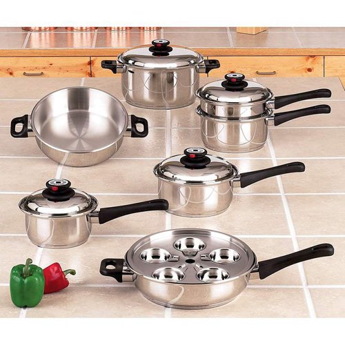 Click Here to See More Images Maxam 9-Element Cookware Heavy Surgical Stainless Steel Construction High Dome Cover
