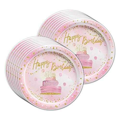 40th-Pink-and-Gold-Birthday-Party-Supplies-Set-Plates-Napkins-Cups-Tableware-Kit-for-16