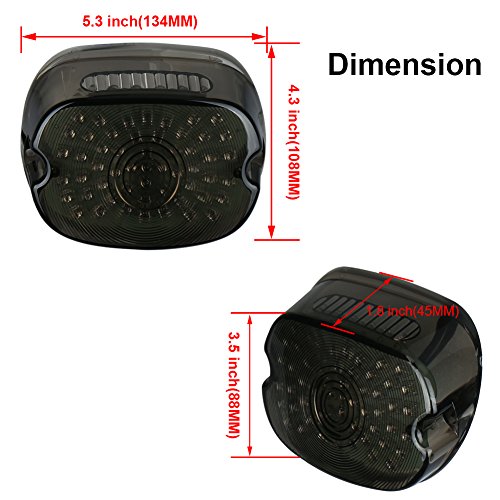 OVOTOR Smoked Harley LED Tail Light Lay Down Tail Lamp with Braking Turn Signal for Sportster DynaFXDL Electra Glides Road King